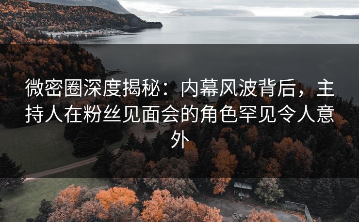 微密圈深度揭秘：内幕风波背后，主持人在粉丝见面会的角色罕见令人意外