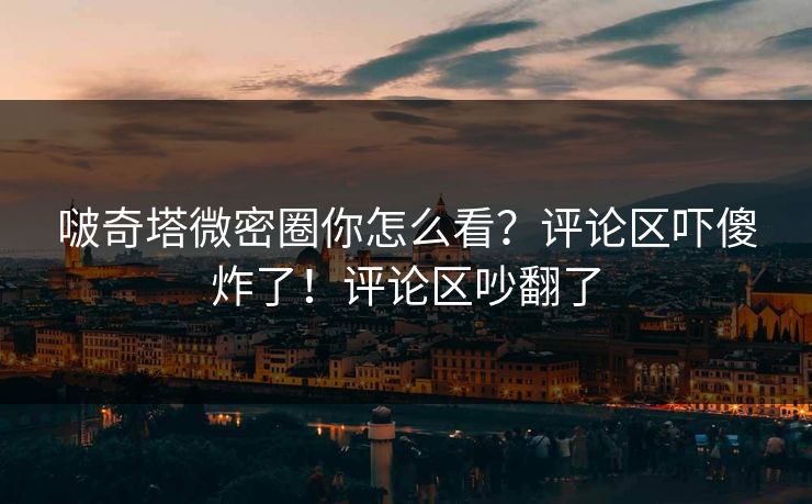 啵奇塔微密圈你怎么看？评论区吓傻炸了！评论区吵翻了