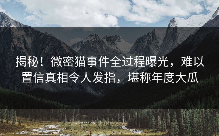 揭秘！微密猫事件全过程曝光，难以置信真相令人发指，堪称年度大瓜