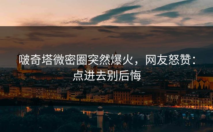 啵奇塔微密圈突然爆火，网友怒赞：点进去别后悔