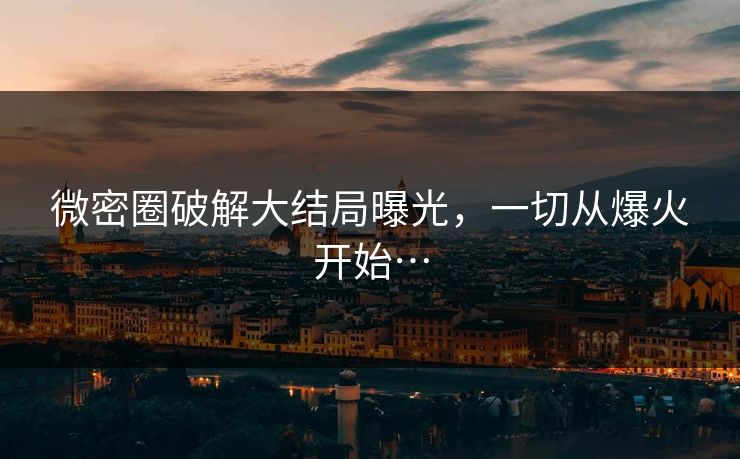 微密圈破解大结局曝光，一切从爆火开始…