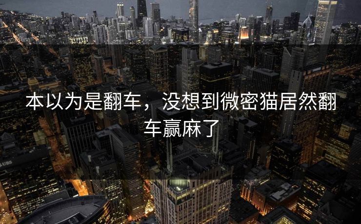 本以为是翻车，没想到微密猫居然翻车赢麻了