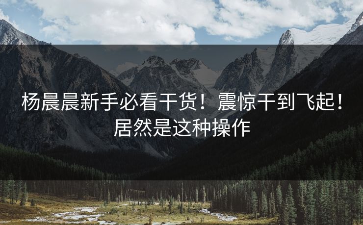 杨晨晨新手必看干货！震惊干到飞起！居然是这种操作