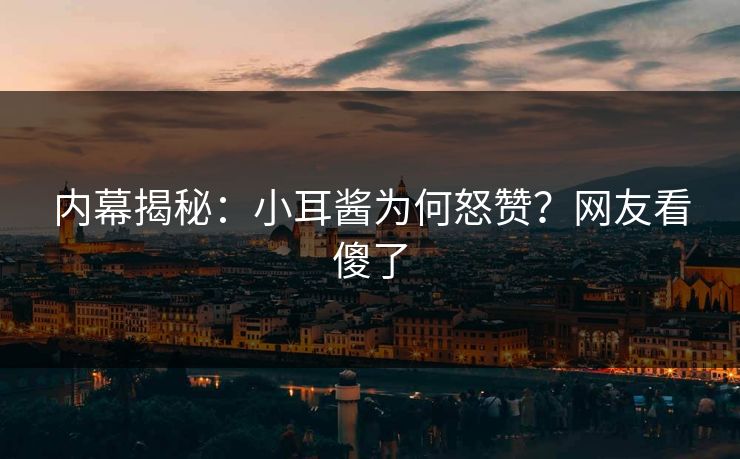 内幕揭秘：小耳酱为何怒赞？网友看傻了
