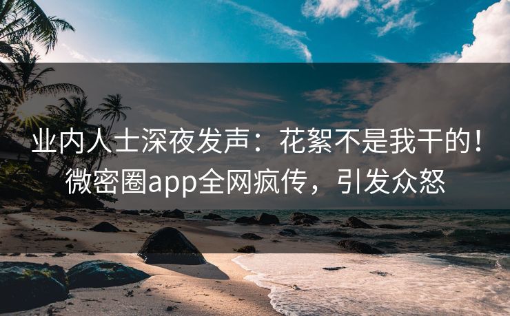 业内人士深夜发声：花絮不是我干的！微密圈app全网疯传，引发众怒