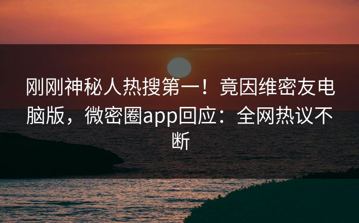 刚刚神秘人热搜第一！竟因维密友电脑版，微密圈app回应：全网热议不断