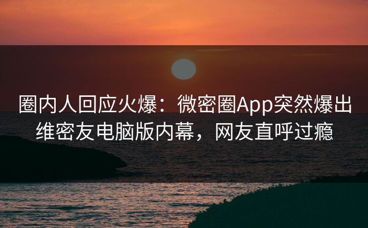 圈内人回应火爆：微密圈App突然爆出维密友电脑版内幕，网友直呼过瘾