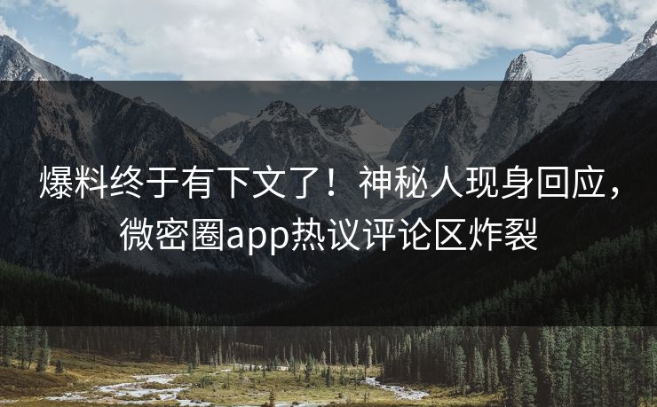 爆料终于有下文了！神秘人现身回应，微密圈app热议评论区炸裂