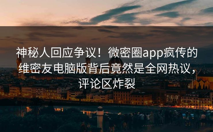 神秘人回应争议！微密圈app疯传的维密友电脑版背后竟然是全网热议，评论区炸裂