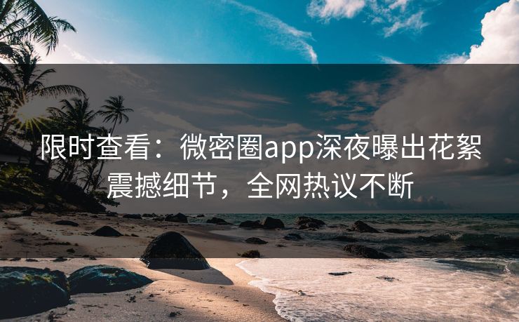 限时查看：微密圈app深夜曝出花絮震撼细节，全网热议不断