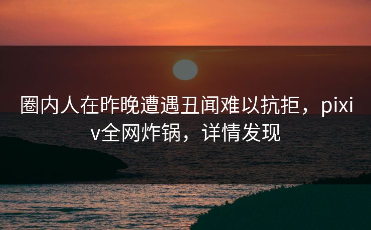 圈内人在昨晚遭遇丑闻难以抗拒，pixiv全网炸锅，详情发现