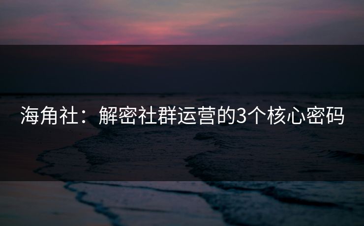 海角社：解密社群运营的3个核心密码
